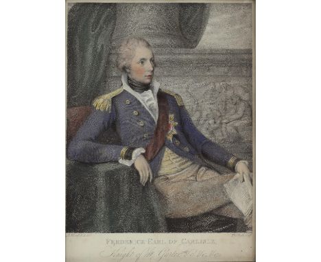 Richard Westall (British, 1765-1836), portrait of Frederick, Earl of Carlisle. Etching. Framed and glazed. Image size 17.5 x 