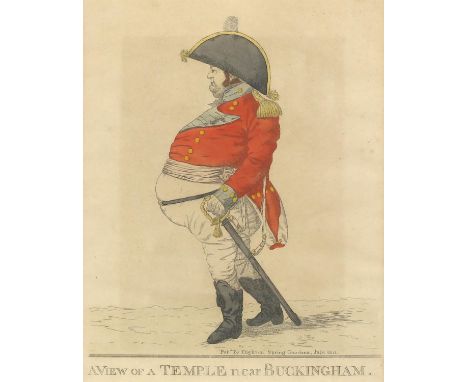 Richard Dighton (1795-1880). A View of a Temple nr Buckingham, (portrait of Richard, 1st Duke of Buckingham and Chandos). Han
