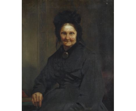 Allan Ramsay (Scottish, 1852-1912), portrait of a lady in mourning dress. Oil on canvas. Indistinctly signed and dated 1887. 