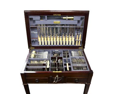 Canteen of silver rattail cutlery for twelve, by Sharman D Neill Ltd, Sheffield 1924, bearing a Talbot crest, comprising soup