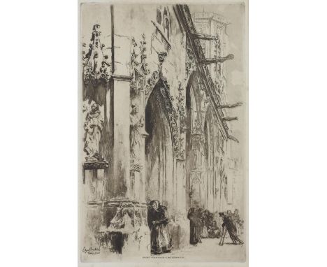 Edgar Chahine (French 1874-1947) Saint Germain LAuxerrois. Etching, 1902. Signed, dated and titled within the plate.   Plate 