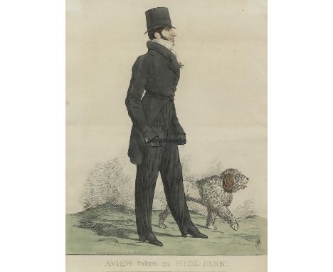 Richard Dighton (1795-1880).  A View Taken in Hyde Park, (portrait of Henry Somerset, 7th Duke of Beaufort). Hand coloured et