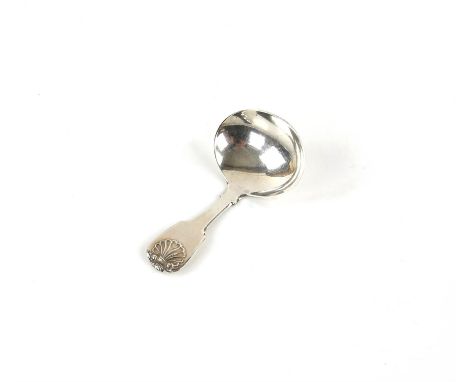 George III silver fiddle and shell pattern caddy spoon by James Wintle  London, 1816