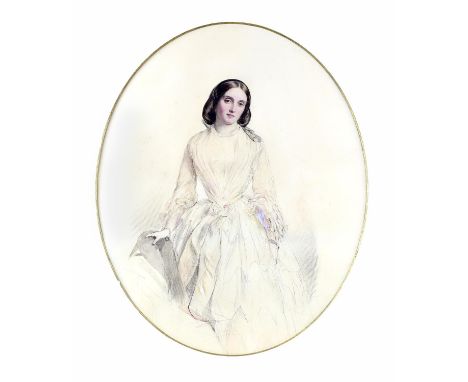 Isabel Naftel (British, 1832-1912), portrait of Lady Sarah Wellesley. Watercolour and pencil. Framed and glazed. Label verso.