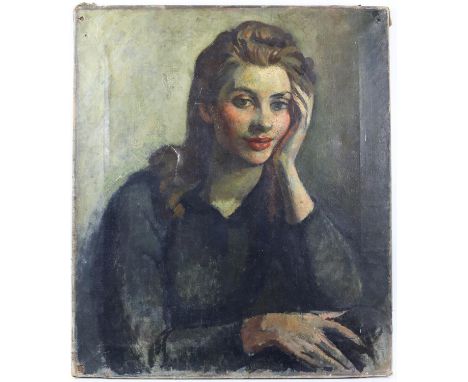 § Lionel Ellis (British, 1903-1888), portrait of a young woman. Oil on canvas. Image size 71.5 x 61cm.Please note that Artist