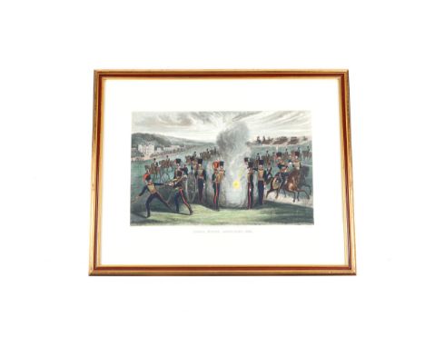 Three hand coloured military prints, "Published by J Grant, Woolwich to Illustrate the Army and Navy Register and Woolwich Ga