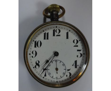 A German Third Reich period pocket watch, with white dial, the steel case having affixed to the back the steel centre of an A