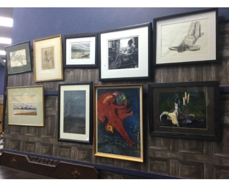 LOT OF PICTURES AND PRINTS, including a signed print by Richard Demarco, Silverknowes 1953 (11)