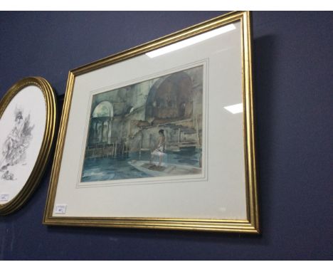 WILLIAM RUSSELL FLINT PRINT, mounted, framed and under glass, 54cm 44cm overall, along with three others (4)