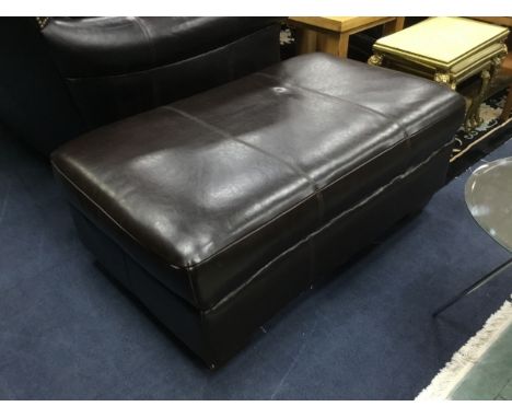 MODERN BROWN LEATHER POUFFE/STOOL