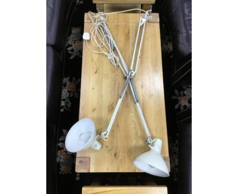 PAIR OF VINTAGE ANGLEPOISE LAMPS, with clamp bases, each 126cm long overall