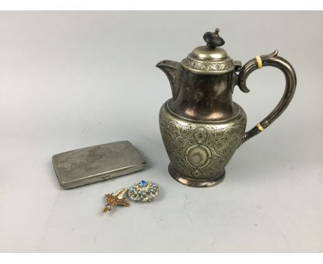 SILVER PLATED CIGARETTE CASE, along with other collectables, including a gilt lighter in box, silver plated tea pot, pair of 