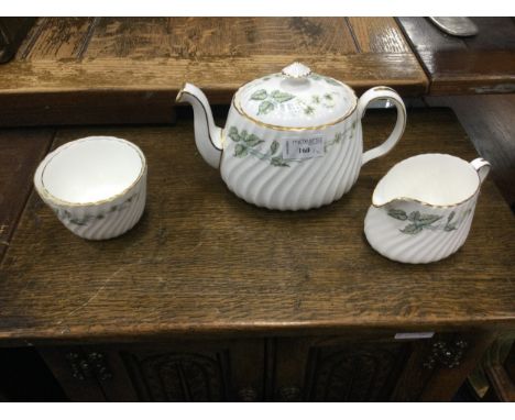 MINTON 'GREENWICH' PART TEA SERVICE, along with four Royal Cauldon cups and saucers with floral and gilt decoration