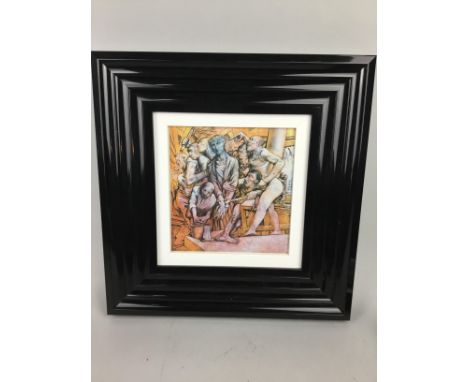 SET OF FOURTEEN PETER HOWSON STATIONS OF THE CROSSES PRINTS, framed