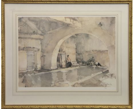 * SIR WILLIAM RUSSELL FLINT RA PRSW (SCOTTISH 1880 - 1969), BENEATH THE ARCH print on paper, numbered 393/850 50cm x 70cm Mou