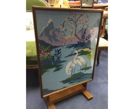 TAPESTRY FIRESCREEN, along with a wall mirror (2)