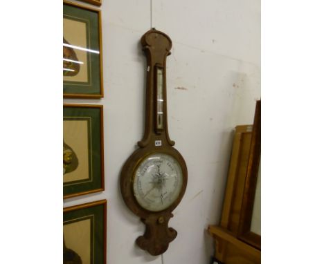 A JUDGE OF POTTON MAHOGANY WHEEL CASED BAROMETER