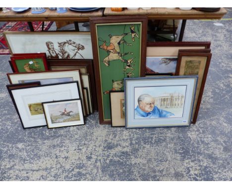A LARGE COLLECTION OF ANTIQUE AND LATER PICTURES, MAINLY RELATING TO HORSES AND HUNT SUBJECTS, INCLUDING PRINTS AFTER CECIL A