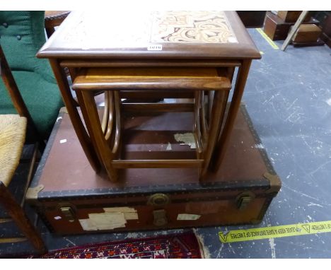 A RETRO NEST OF TABLES AND A CABIN TRUNK 