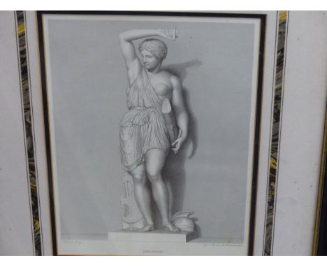 TWO DECORATIVE PRINTS OF CLASSICAL STATUARY TOGETHER WITH THREE FASHION PRINTS (5)