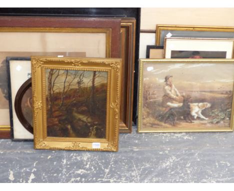 19th/20th C ENGLISH SCHOOL, A WOODED RIVER SCAPE, OIL ON CANVAS 31 x 26 cm, TOGETHER WITH VARIOUS OLD MASTER SUBJECT COLOUR P