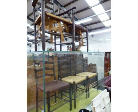 FIVE LADDER BACK COUNTY SIDE CHAIRS. 