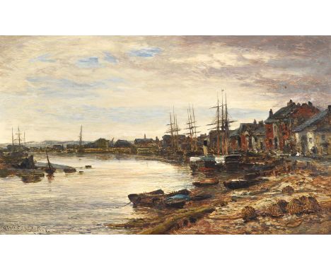 BENJAMIN WILLIAMS LEADER (BRITISH 1831-1923)THE OLD PORT ON THE SOUTH COAST, LITTLEHAMPTONOil on canvasSigned and dated 1901 