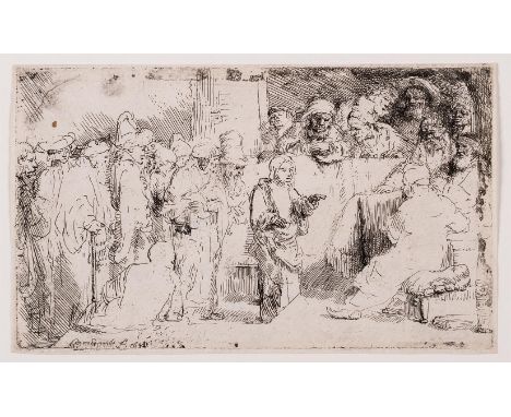‡  REMBRANDT VAN RIJN (DUTCH 1606-1669)CHRIST DISPUTING WITH THE DOCTORS: A SKETCHEtching and drypoint, 1652, a dark impressi