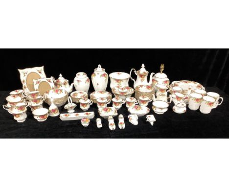 A quantity of Royal Albert Old Country roses pattern tea coffee and dinner service, teapots, cups and saucer 