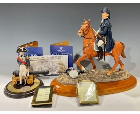 A Royal Mint Classics Figurine of The Duke of Wellington, 32cm high; another, Lord Nelson, 17cm, limited edition figure on a 