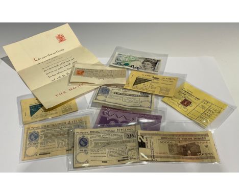 Autographs - Status Quo, a signed £5 note, signed to the vendor at Birmingham arena; other ephemera, motor car ration books, 