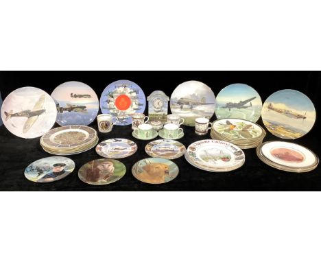 A set of twelve Franklin Porcelain collectors plates, Songbirds of the World; other collectors plates including Coalport RAF,