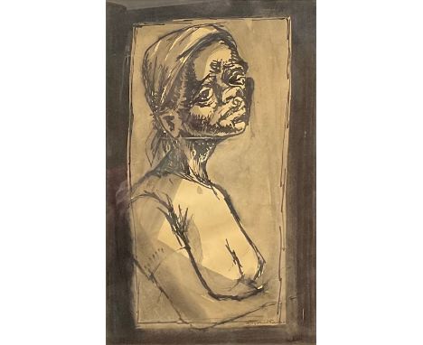 Terry Hirst (1922 - 2015)Portrait of a Kenyan Womansigned, inscribed Nairobi and dated [19]66, watercolour and ink wash, 35cm
