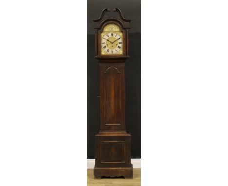 An 18th century style oak longcase clock, Chime/Silent to arch, 191cm high, 44cm wide, 23.5cm deep 