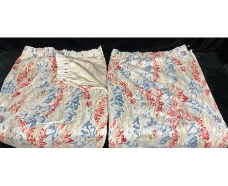 Textiles - a large pair of curtains, Osborne &amp; Little, Gladiolus, interlined, 214cm lenth x 156cm width 