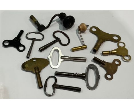 A collection of thirteen bracket and longcase clock keys 