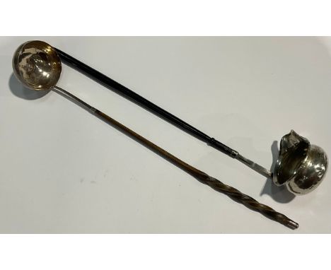 A George III silver toddy ladle; another (2) 