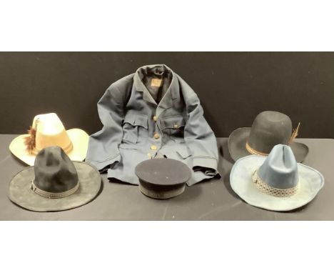 Vintage Costume - a WWII RAF jacket (a/f); a Boys Brigade sailor cap; a Longhorn hat; a Denim cowboy hat; others similar (6) 