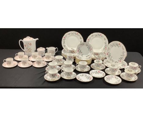 A Susie Cooper Talisman dusky rose pattern coffee service for six, comprising coffee pot, cream jug, sucrier and cover, coffe