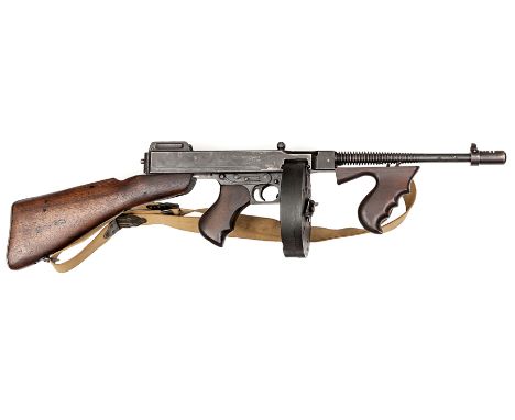 A good “old spec” de-activated US Model 1928 A1 Thompson Submachine gun, number 257810, by Auto Ordnance Corporation, the top