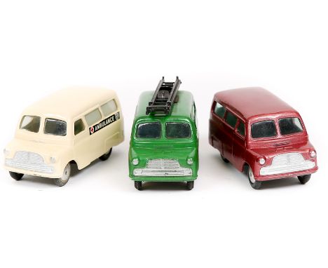 3 Corgi Toys Bedford CA. All early split screen examples – Utilecon Ambulance (412) in cream with ‘Ambulance’ decals to sides