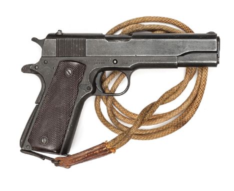 A de-activated .45” Colt Model 1911 A1 US Army automatic pistol, number 1448491, by Remington Rand Inc, marked “United States