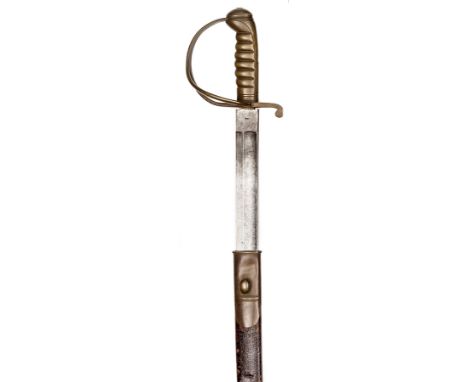 A scarce mid Vic Thames River Police sidearm,  slightly curved, fullered blade 27”, with inspector’s stamps at forte, solid b