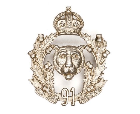 2 Canadian OR’s glengarry badges: brass 5th Regt. R. Scots of Canada and WM 91st Regt Canadian Highlanders. GC to VGC Plate 1