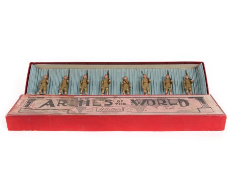 Another 1920’s Britains set ‘Armies Of The World’ British Infantry (Tropical dress) No.1294. Comprising 7 infantrymen and an 