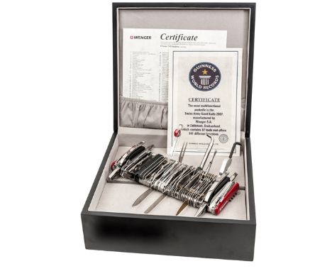 A presentation quality multifunctional Wenger “Swiss Army Giant Knife, 2007”,  a collectors’ item “which contains 87 tools an
