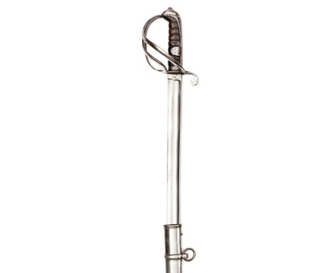 An 1821 pattern light cavalry trooper’s sword, slightly curved, fullered blade 35½”, marked “W Harvey” on backstrap with insp