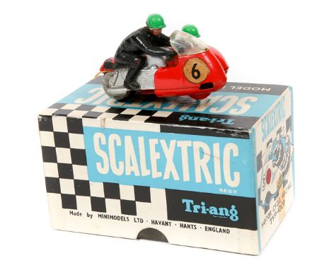 A scarce original 1960’s Scalextric ‘Model Motor Cycle Racing’ series Typhoon (MM/81). Racing motorcycle combination in red w