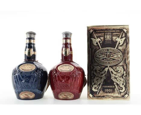 CHIVAS ROYAL SALUTE 21 YEAR OLD RUBY AND SAPPHIRE DECANTERS BLENDED WHISKY Both 40% ABV / 75clQty: 2