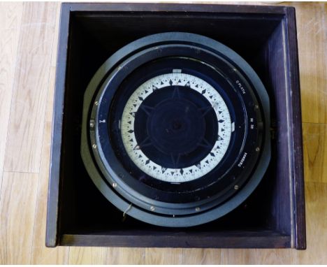 C. Plath, Hamburg, cased Submariners Compass, No 59. 41 x 30cm 